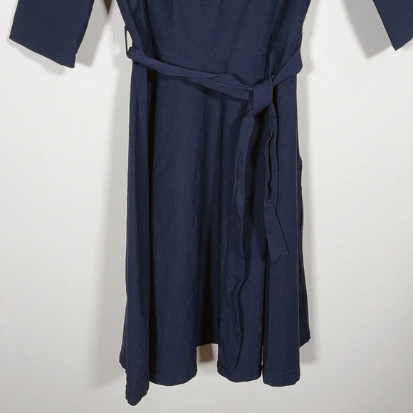 MIUSOL | 3/4 SLEEVE VINTAGE NAVY BELTED RETRO EVENING DRESS - Picture 5 of 13